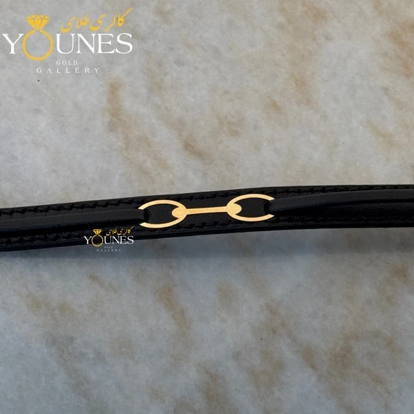 دستبند طلا چرم مردانه مدرن L132